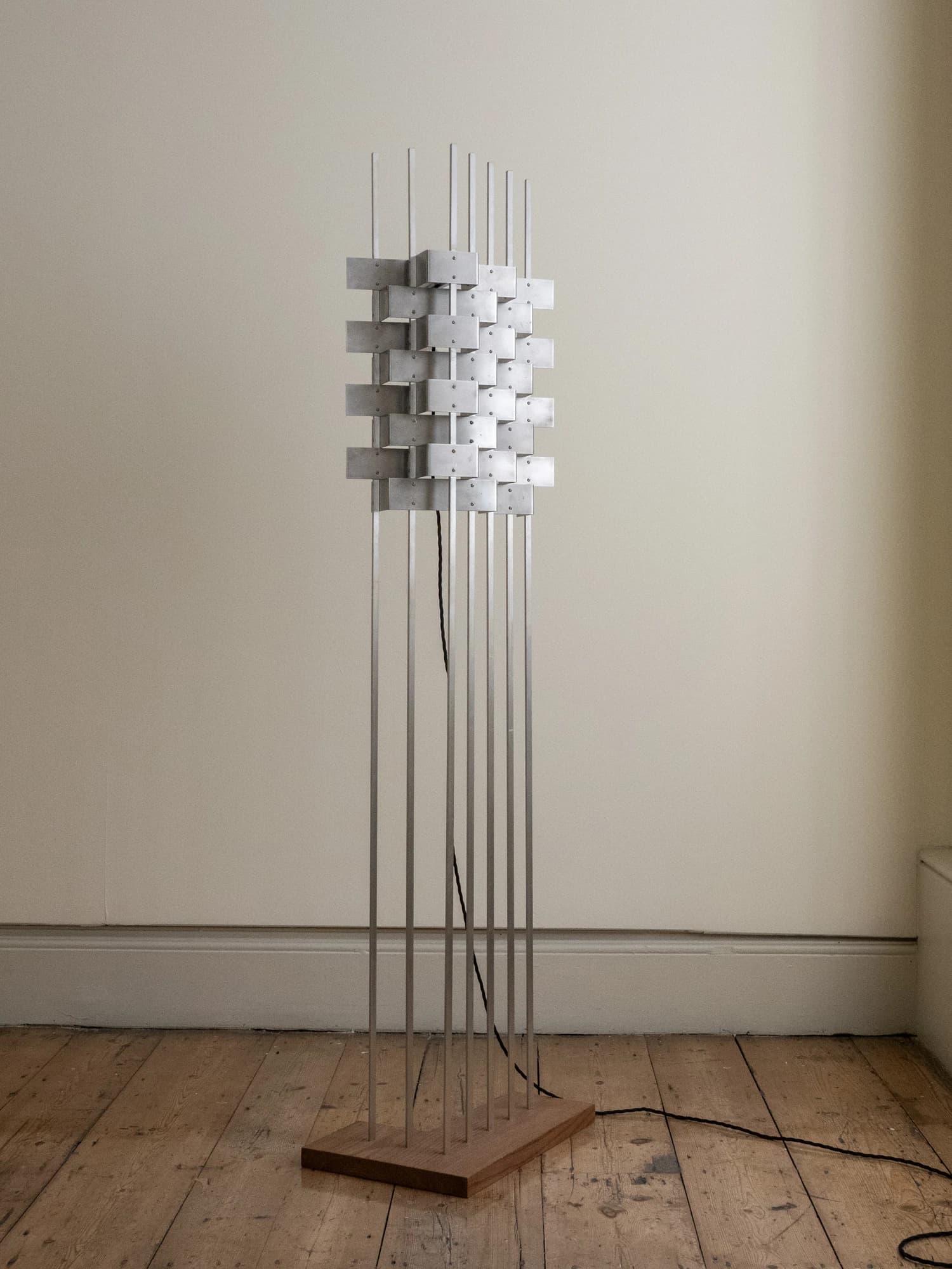 Floor Lamp In Aluminium And Elm With Hardware